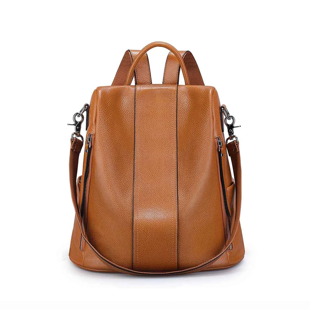 Genuine Leather Backpack Purse for Women Multi-functional Elegant Daypack Soft Leather Shoulder Bag Office, Shopping, Trip